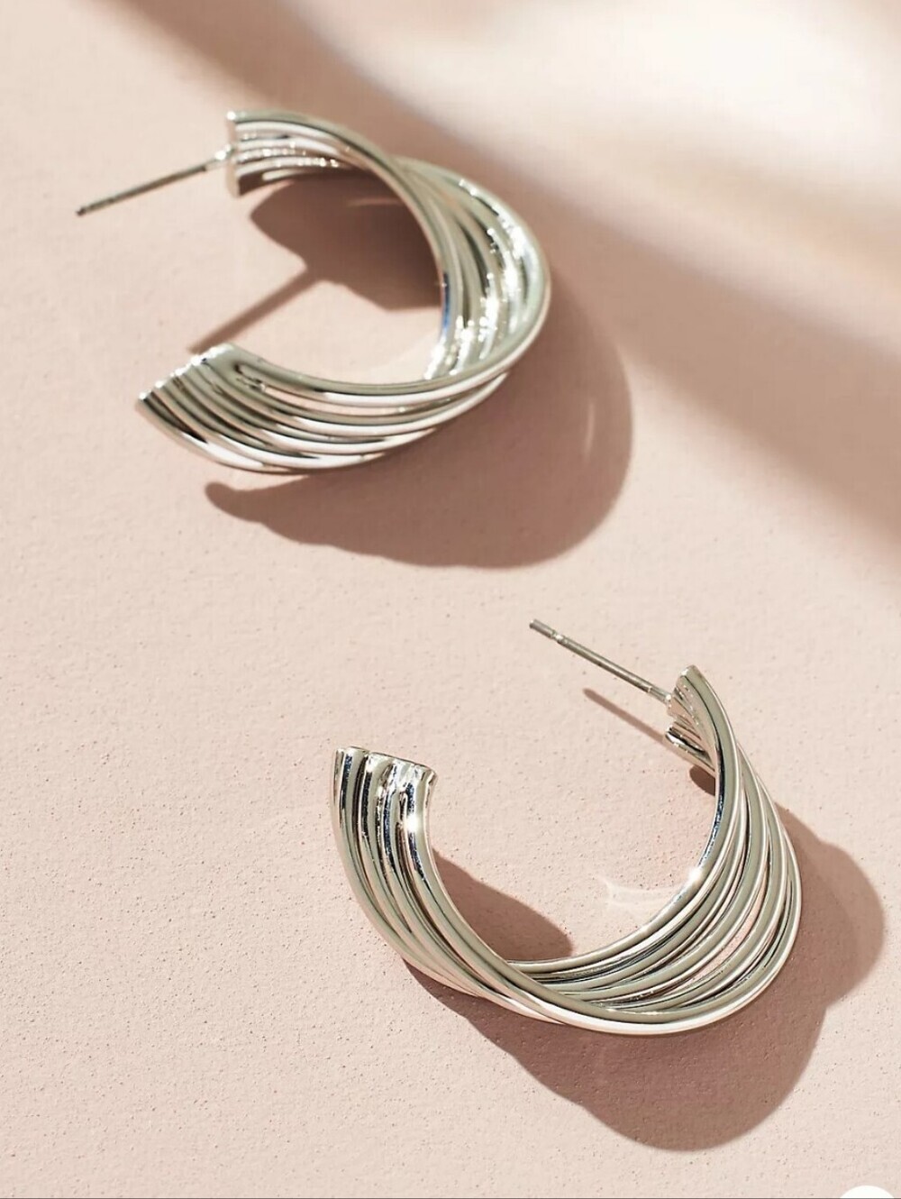 NWOT! Anthropologie, Twisted Metal Hoop Earrings, Silver, MSRP $38